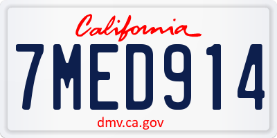 CA license plate 7MED914
