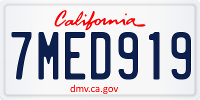 CA license plate 7MED919