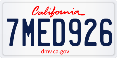 CA license plate 7MED926