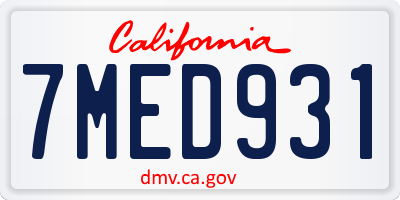 CA license plate 7MED931