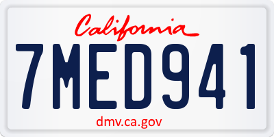CA license plate 7MED941