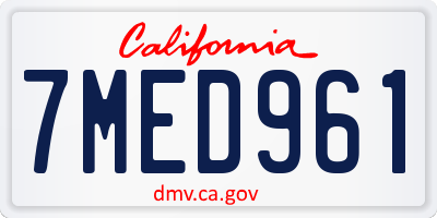 CA license plate 7MED961