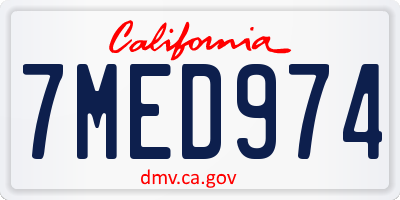 CA license plate 7MED974