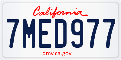 CA license plate 7MED977