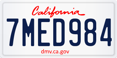 CA license plate 7MED984