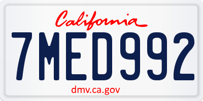 CA license plate 7MED992