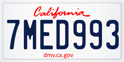 CA license plate 7MED993