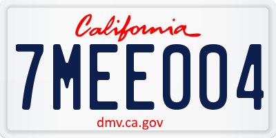 CA license plate 7MEE004