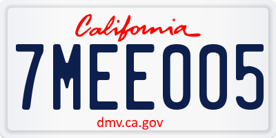 CA license plate 7MEE005
