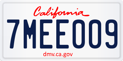 CA license plate 7MEE009