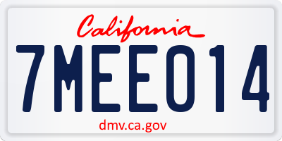 CA license plate 7MEE014