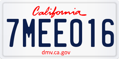 CA license plate 7MEE016