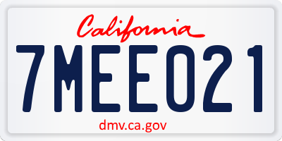 CA license plate 7MEE021