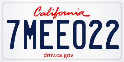 CA license plate 7MEE022