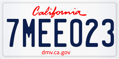 CA license plate 7MEE023
