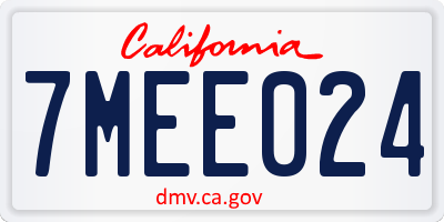CA license plate 7MEE024