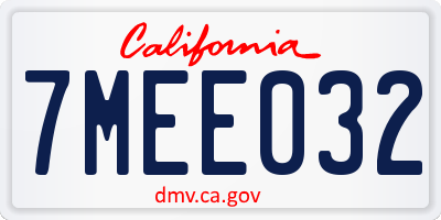 CA license plate 7MEE032