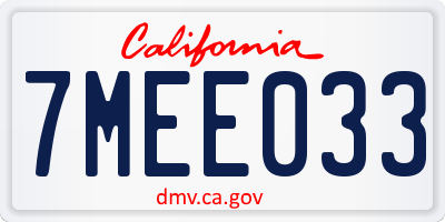 CA license plate 7MEE033