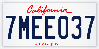 CA license plate 7MEE037