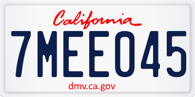 CA license plate 7MEE045