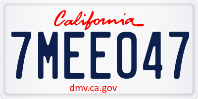 CA license plate 7MEE047