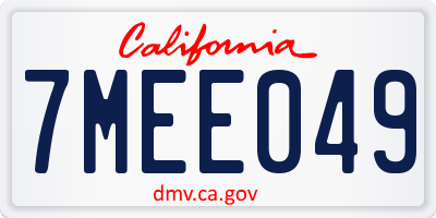CA license plate 7MEE049