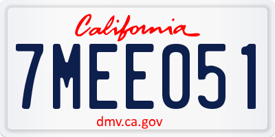 CA license plate 7MEE051