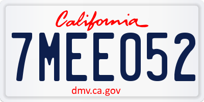 CA license plate 7MEE052