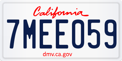 CA license plate 7MEE059