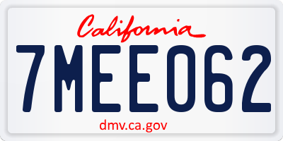CA license plate 7MEE062