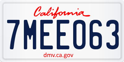 CA license plate 7MEE063