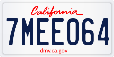 CA license plate 7MEE064
