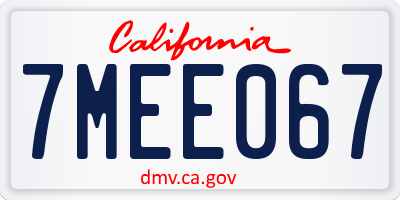 CA license plate 7MEE067