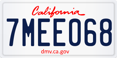 CA license plate 7MEE068