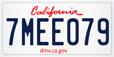 CA license plate 7MEE079