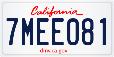 CA license plate 7MEE081