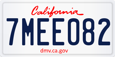 CA license plate 7MEE082