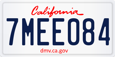 CA license plate 7MEE084