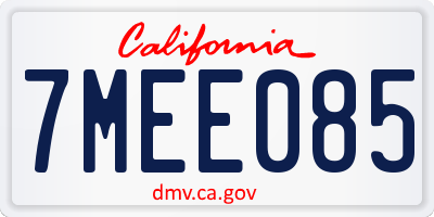CA license plate 7MEE085