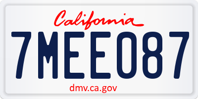 CA license plate 7MEE087