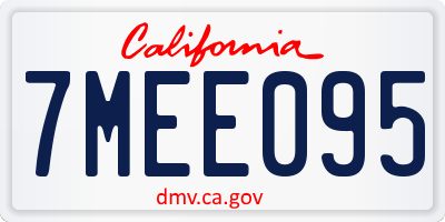 CA license plate 7MEE095