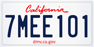 CA license plate 7MEE101