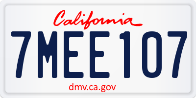 CA license plate 7MEE107