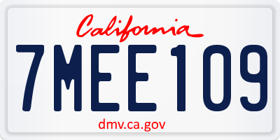 CA license plate 7MEE109