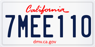 CA license plate 7MEE110