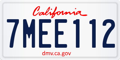 CA license plate 7MEE112