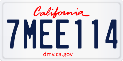 CA license plate 7MEE114