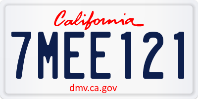CA license plate 7MEE121