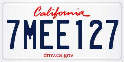 CA license plate 7MEE127