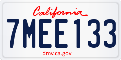 CA license plate 7MEE133